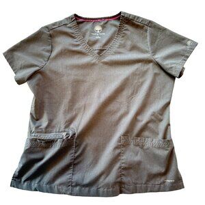 Healing Hands Purple Label Womens V-Neck Scrub Top Style 2250 Charcoal Gray Size